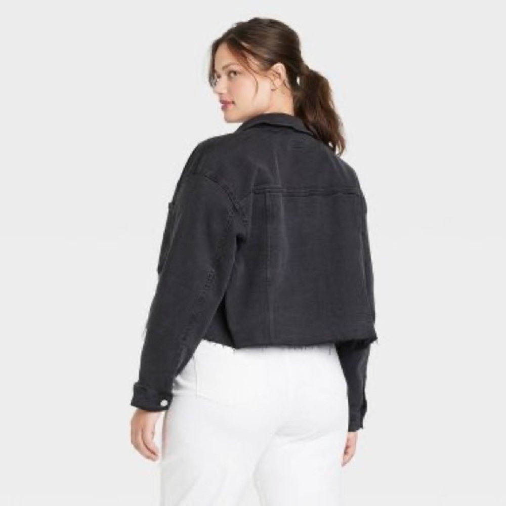 Women's Plus Size Cropped Denim Jacket Ava & Viv Nw… Gem